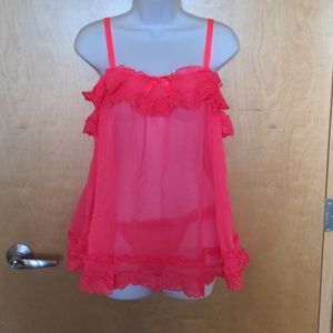 Victoria's Secret Neon Pink Baby Doll Top & Bikini